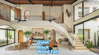 52-calowy wentylator sufitowy z czarnego drewna, cichy silnik prądu stałego