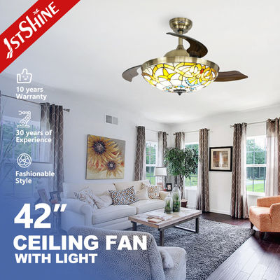 kupować Średniowieczny design 1stshine LED Fan Sufit Długotrwały sterowanie i ukryte ostrza 10 lat silnik produkcja online