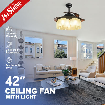kupować 230V design Midcentury Warm Lighting Ceiling Fan z ukrytymi ostrzami i zdalnym sterowaniem produkcja online