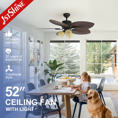 kupować Fancy Classic Retro Wooden Ceiling Fan 5 Blade Pull Chain Switch produkcja online