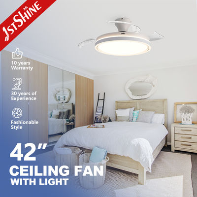 kupować 42-Inch Retractable Ceiling Fan Light Foldable Blades Dimmable LED Light produkcja online