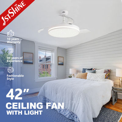 Nowoczesny design 1stshine White Starry LED ceiling fan z ukrytymi ostrzami i silnikiem DC