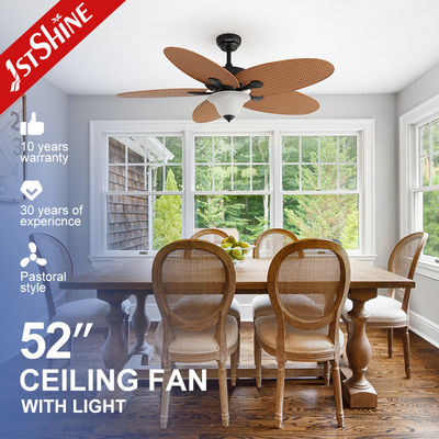 52 Inches DC Motor Tropical Style Decorative Ceiling Fan Remote Control 5 Blades Ceiling Fan