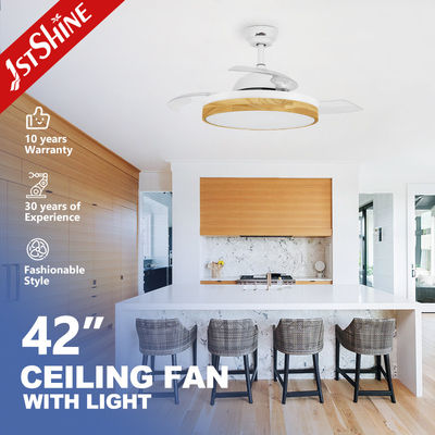 Nowoczesny design metalowy akrylowy wentylator sufitowy LED z ukrytymi łopatkami i kolorowym kryształowym światłem