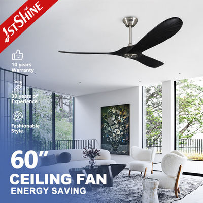 60-inch Black Solid Wood 3-Blade 6-Speed DC Ceiling Fan with Remote No Light Equipped