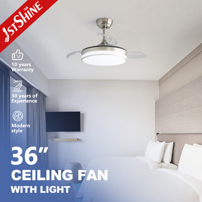 36-calowy chowany wentylator sufitowy ze ściemnianym światłem i składanymi łopatkami do sypialni lub biura